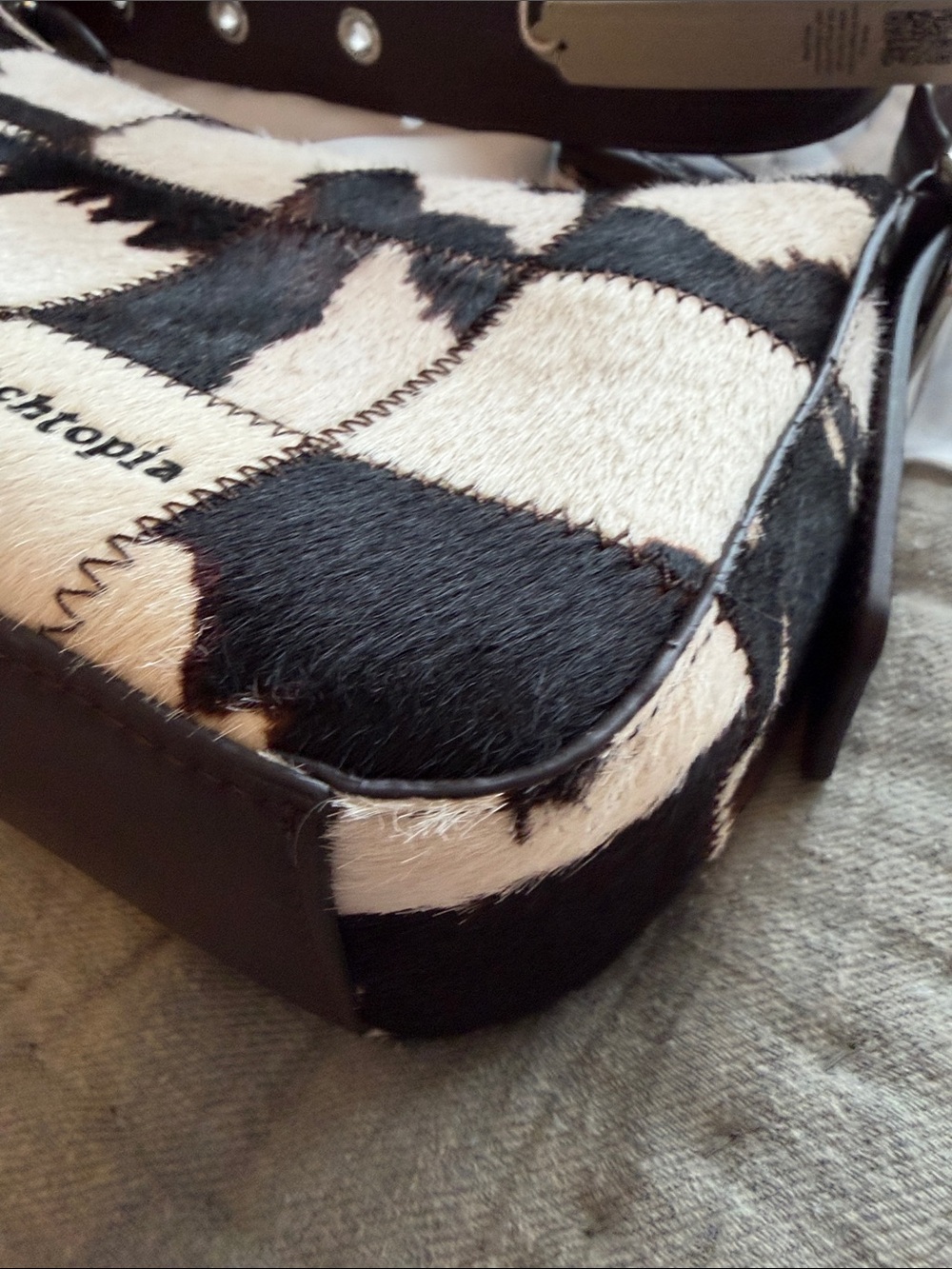 Coach Cowhide Patchwork Shoulder Bag in Black & White - Picture 7 of 9